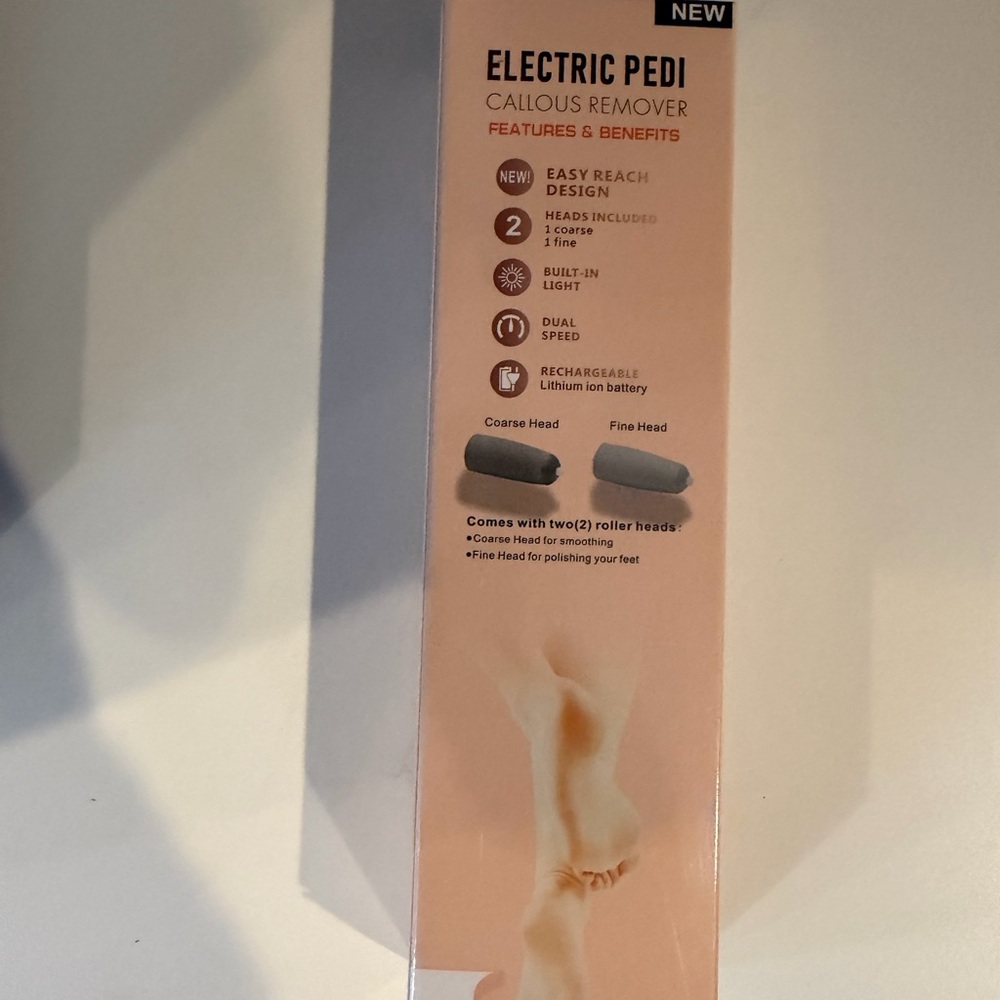 Rechargeable Pedicure Device with LED Light with Fine and Coarse Heads!